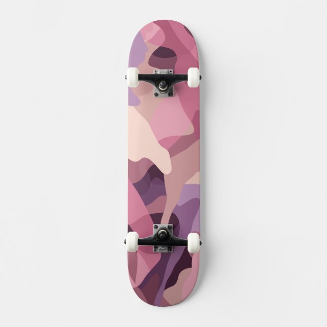 Skate Padrão de camuflagem rosa e roxo (Frente)