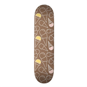 Skate Padrão de Cone de Sorvete em Marrom