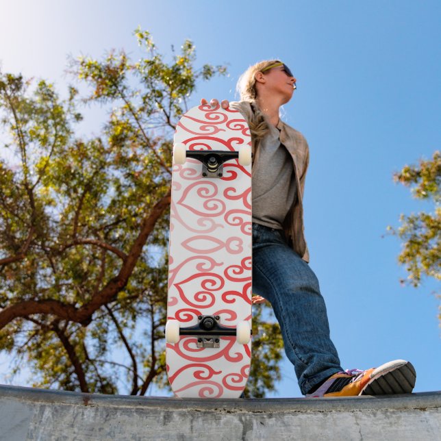 Skate Padrão de Coração Vermelho e Rosa (Ao ar livre 1)