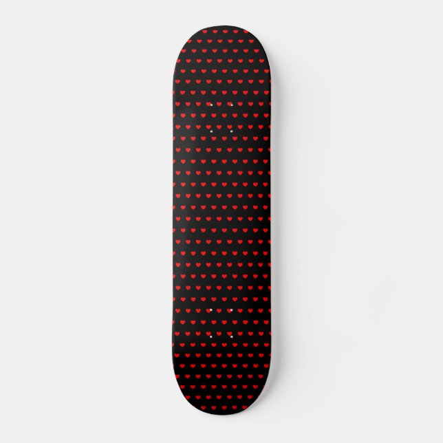 Skate Padrão De Coração Vermelho No Quadro Preto (Frente)