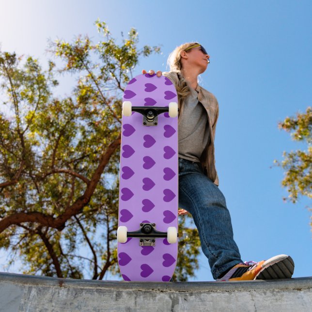 Skate Padrão de Corações Roxos Femininos (Ao ar livre 1)