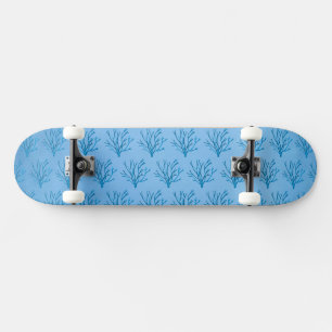 Skate Padrão de corais de árvores do mar azul sobre fund