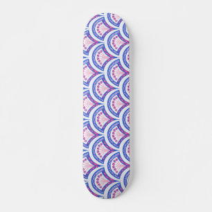 Skate padrão de damasco floral azul