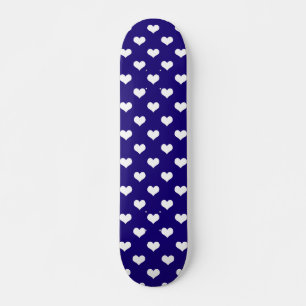 Skate Padrão de Design de Coração de Amor Branco Azul