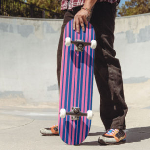 Skate Padrão de Design de Listras Elegantes Rosa Azul