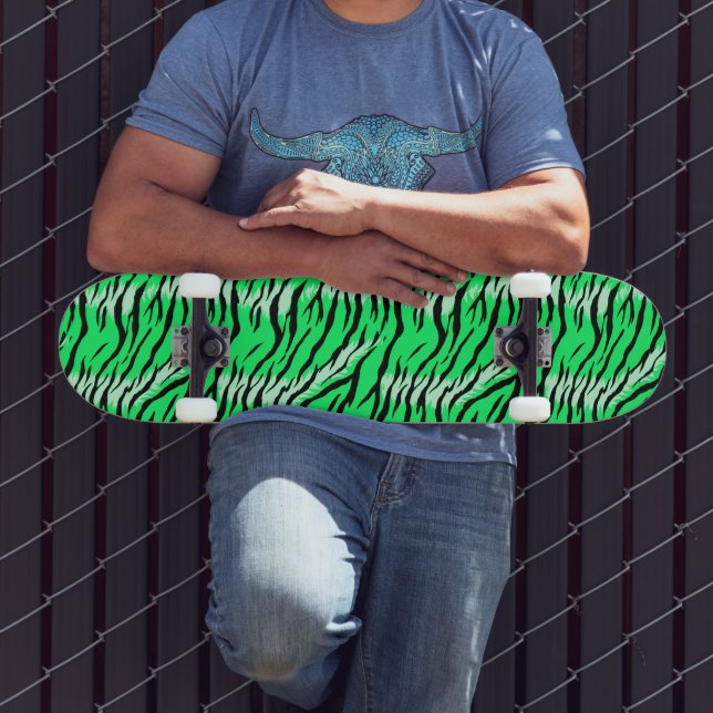 Skate Padrão de design de pele de animal Tigre Verde  (Ao ar livre 3)