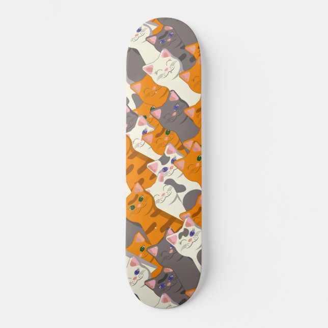 Skate Padrão de diagonal do gato preto branco do Ginger (Frente)