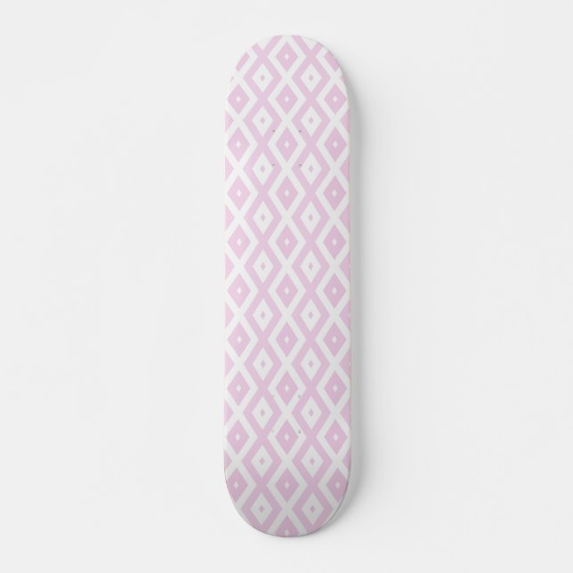 Skate Padrão de diamante branco e rosa pálido (Frente)