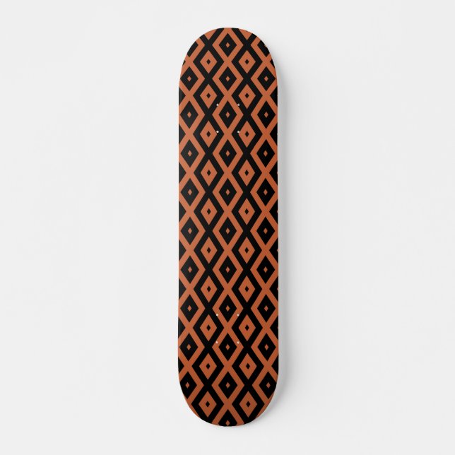 Skate Padrão de diamante laranja e preto (Frente)