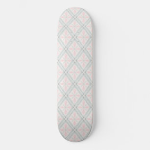 Skate Padrão de diamante pastel verde e rosa