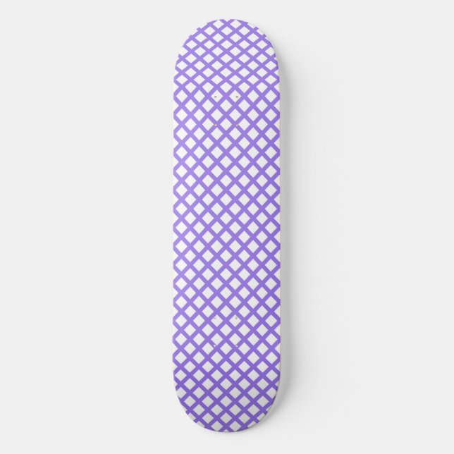 Skate Padrão de Diamante Xadrez Branco Roxo (Frente)