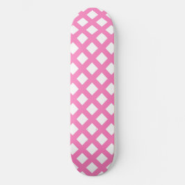 Skate Padrão de diamante xadrez rosa e branco