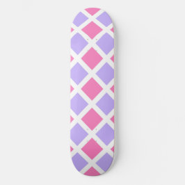 Skate Padrão de Diamante Xadrez Rosa Roxo