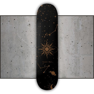 Skate Padrão de estrela astrológica, marrom e preto