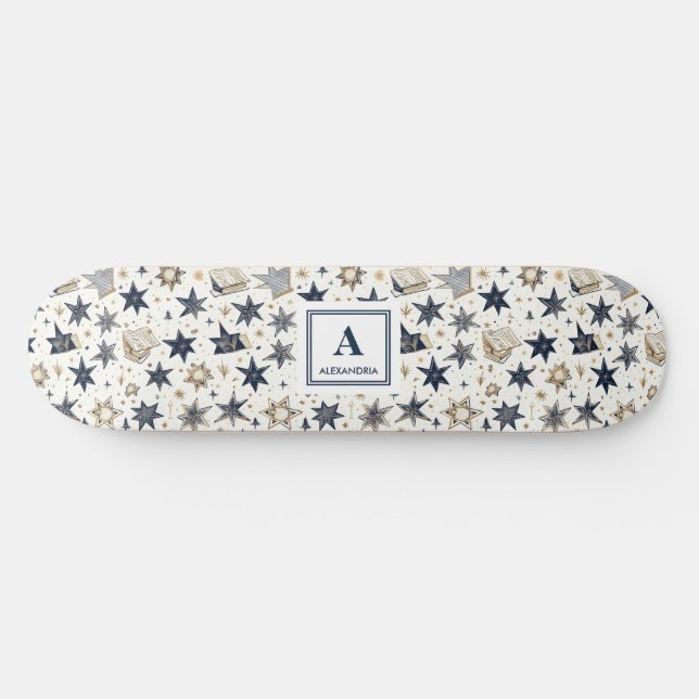 Skate Padrão de estrelas Douradas e azuis personalizadas (Horz)
