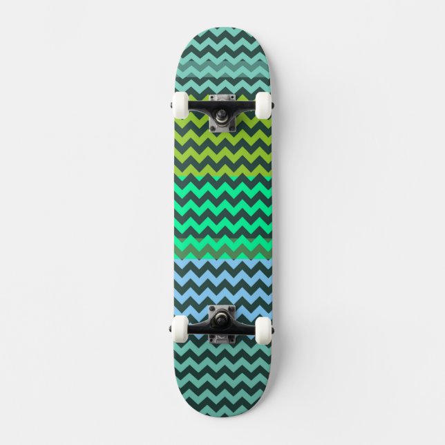 Skate Padrão de Faixa de Zigzag de Mint e Green Chevron (Frente)