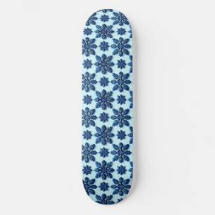 Skate Padrão de Floco de Neve Azul ao Fundo