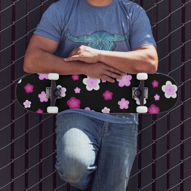 Skate Padrão de flor de margarida, com gradiente rosa, b (Ao ar livre 3)