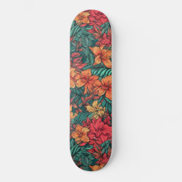 Skate Padrão de Flor Havaiano Vibrante