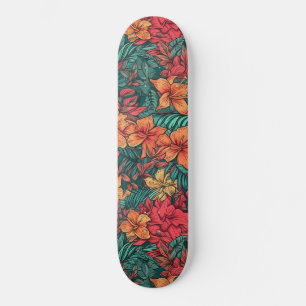 Skate Padrão de Flor Havaiano Vibrante