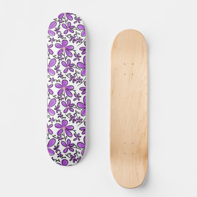 Skate Padrão de flor roxa fofa (Frente)