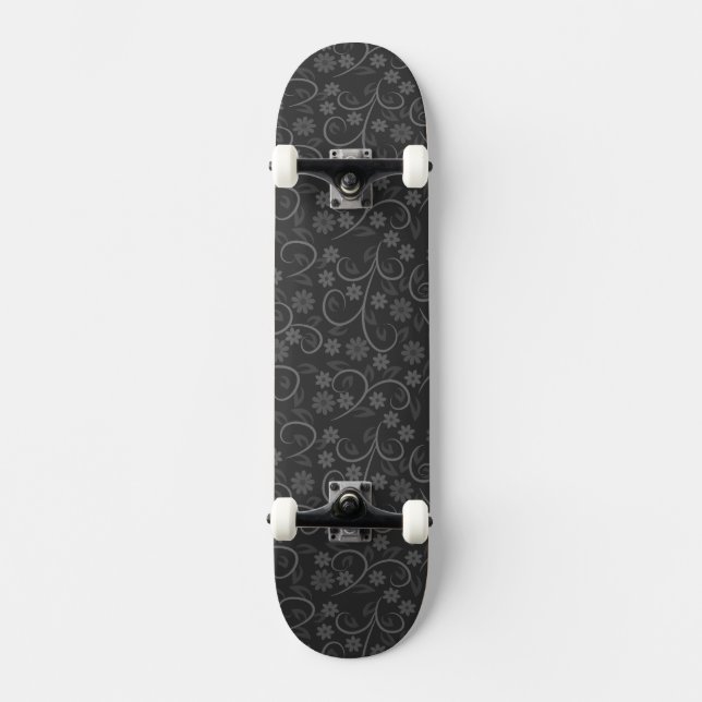 Skate Padrão de flores cinzas fofas (Frente)