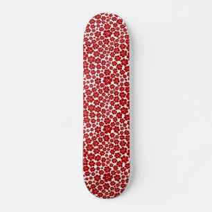 Skate Padrão de Flores em Vermelho e Branco
