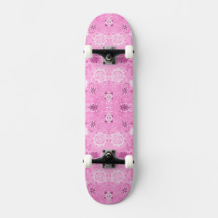 Skate Padrão de flores modernas, cor-de-rosa, bonito