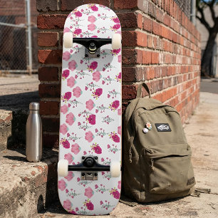 Skate Padrão de Flores Rosa