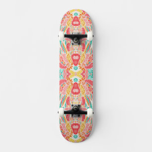 Skate Padrão de flores vintage colorido fofo