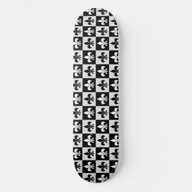 Skate Padrão de Flur-De-Lis Preto Verificado (Frente)