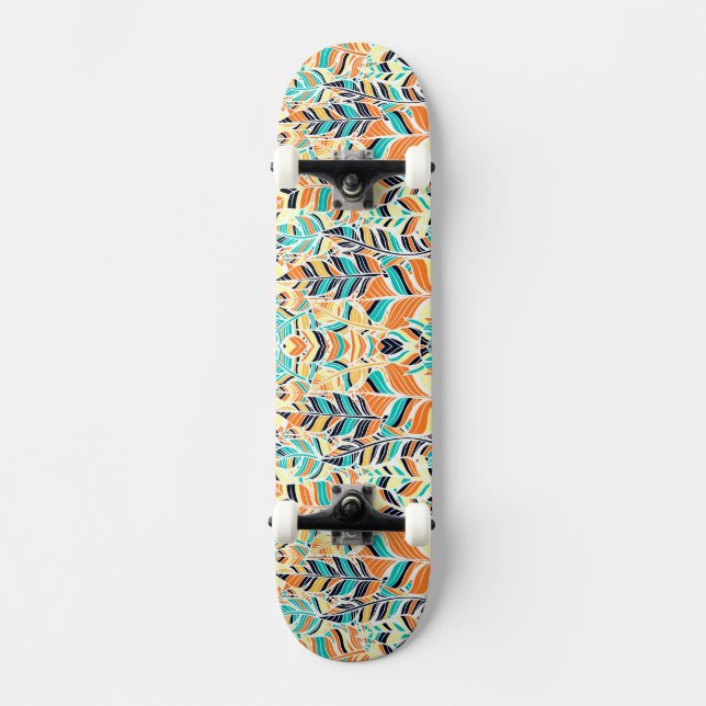 Skate Padrão de folhas boho colorido fofo (Frente)