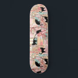 Skate Padrão de Gato de Café Paris de Cores Modernas e C<br><div class="desc">Este design bonitinho mostra um gato preto em um fundo francês de aquarela. #cat #kitten #cute #presentes #giftsforher #girine #feminine #paris #french #skate #skateboard #sport #outdoor #esporte #diversão #jogos #design #designer</div>