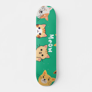 Skate Padrão de Gatos Fofo Kawaii Espiando 