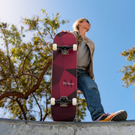 Skate Padrão de geometria preto rosa magenta Monograma