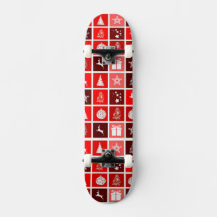 Skate Padrão de Grade de Natal Vermelho Moderno Minimali