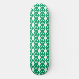 Skate Padrão de Hexágono Branco Verde Trevo