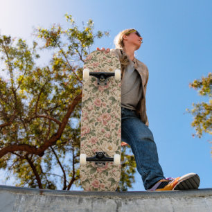 Skate Padrão de Jardim de Peônia e Rosa Romântico Vintag