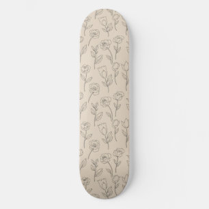 Skate Padrão de Linha Floral Minimalista Elegante
