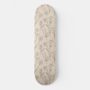 Skate Padrão de Linha Floral Minimalista Elegante