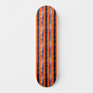 Skate Padrão de Listra Ondulada Floral Laranja