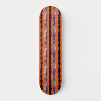 Skate Padrão de Listra Ondulada Floral Laranja