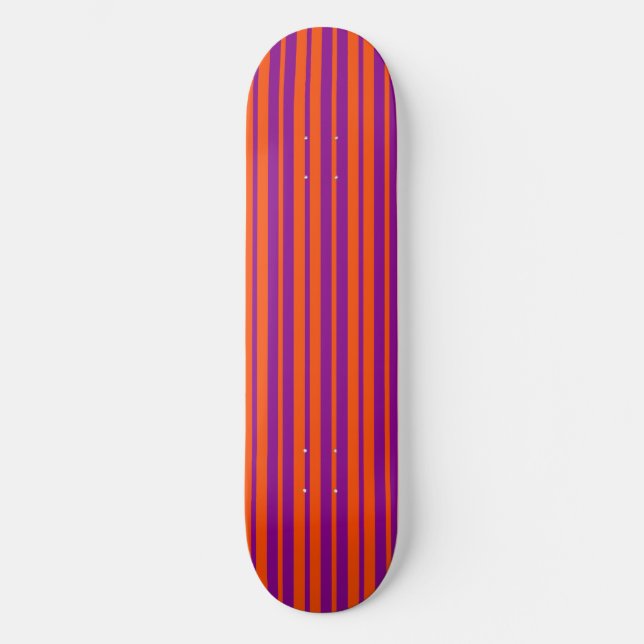 Skate Padrão de Listras Elegantes Roxo Laranja Design  (Frente)