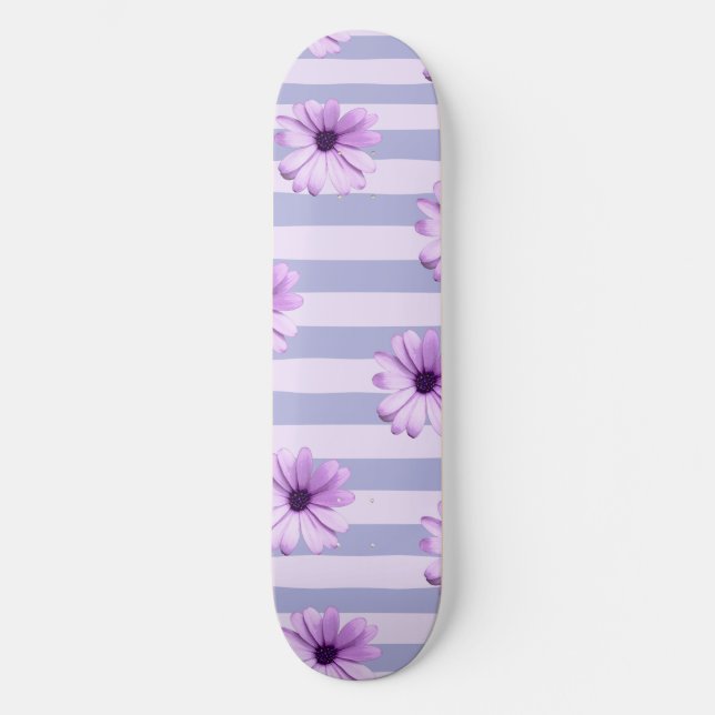Skate Padrão de listras pastel com Margaridas (Frente)