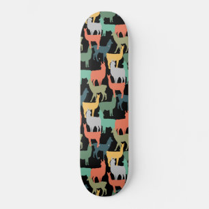 Skate Padrão de Llama em Estilo Retrô Alpaca Rosa Vintag