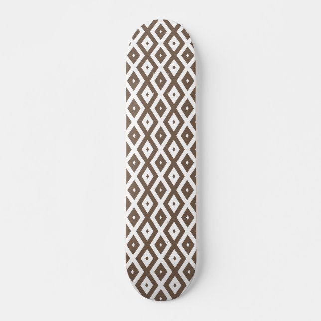 Skate Padrão de losango branco e castanho de taupe (Frente)