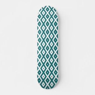Skate Padrão de losango branco e teal