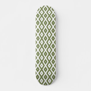Skate Padrão de losango verde-oliva e branco