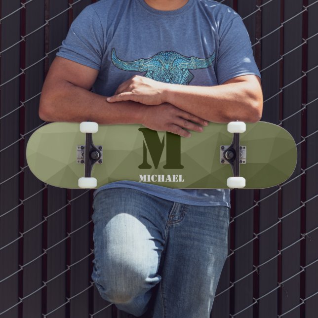 Skate Padrão de malha geométrica verde claro do exército (Ao ar livre 3)