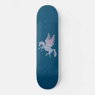 Skate Padrão de Mandala Azul e Rosa Unicórnio Pegasus